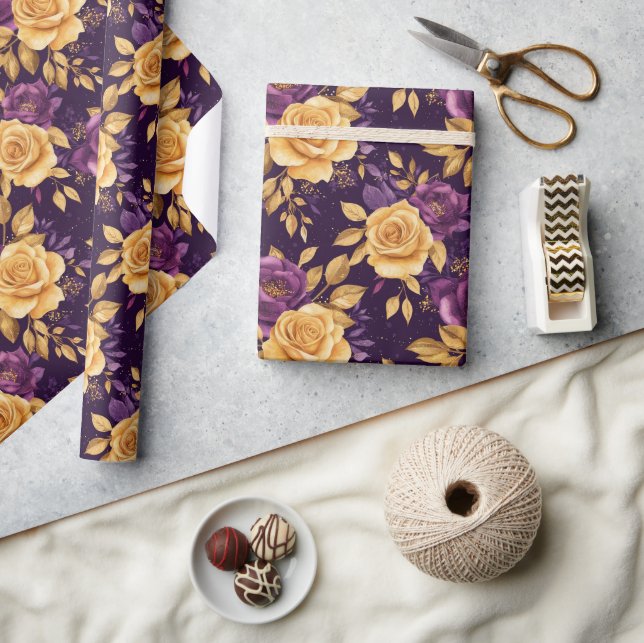 seamless pattern with purple flowers  wrapping paper (Crafts)