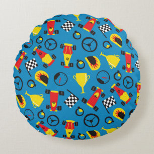 Seamless pattern with racing cars.  round pillow