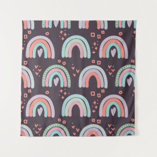 seamless pattern with rainbows and raindrops clip tapestry