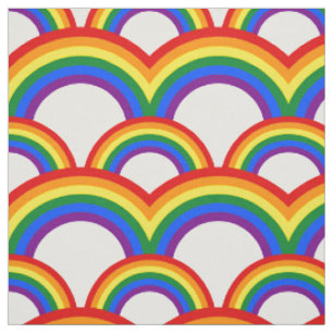 Seamless pattern with rainbows fabric