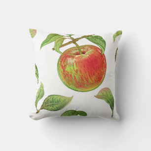 Seamless pattern with red apples. Realistic vintag Throw Pillow