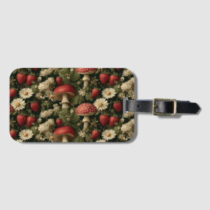Seamless Pattern with Red Fly Agaric and Flowers Luggage Tag