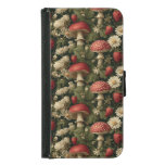 Seamless Pattern with Red Fly Agaric and Flowers Samsung Galaxy S5 Wallet Case