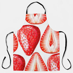 Seamless pattern with ripe strawberries on white b apron