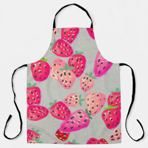 Seamless pattern with ripe strawberry. Hand drawn  Apron