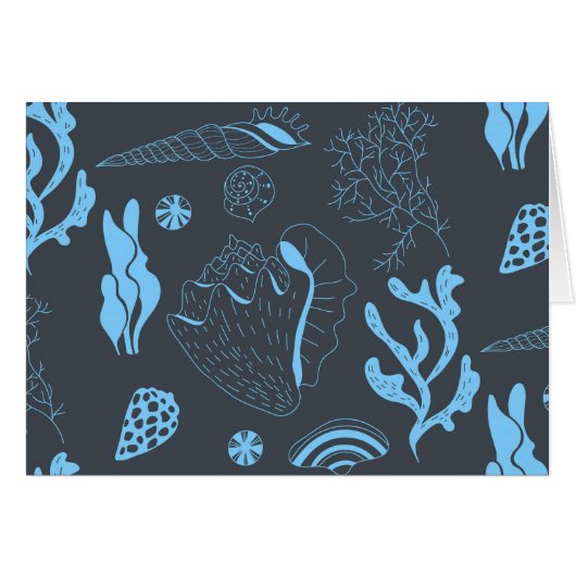 Seamless pattern with sea shells cards (Front Horizontal)
