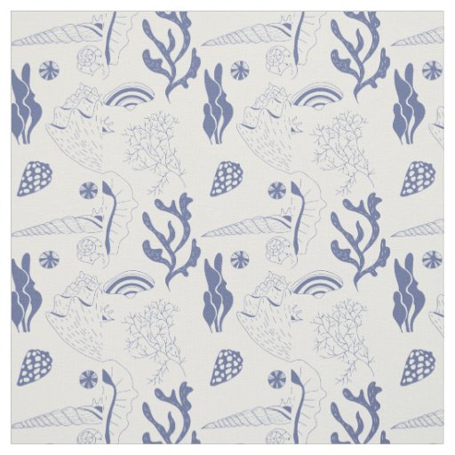 Seamless pattern with sea shells fabric