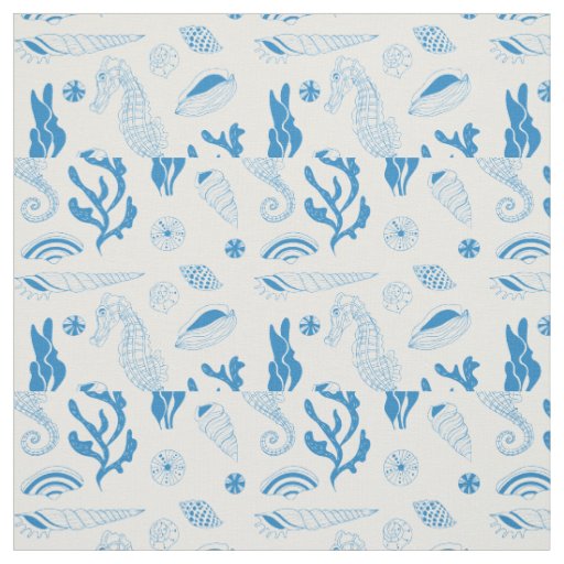 Seamless pattern with sea shells fabric
