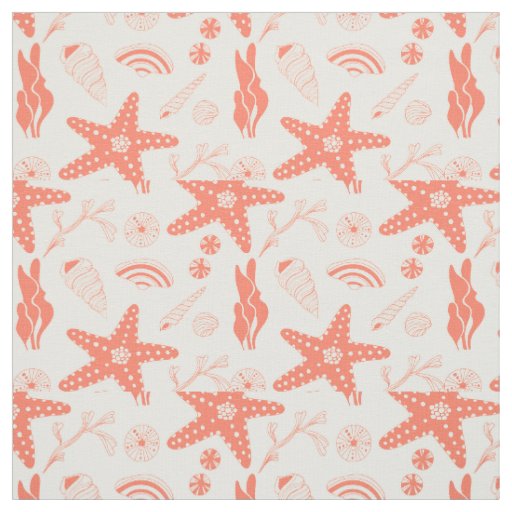 Seamless pattern with sea shells fabric