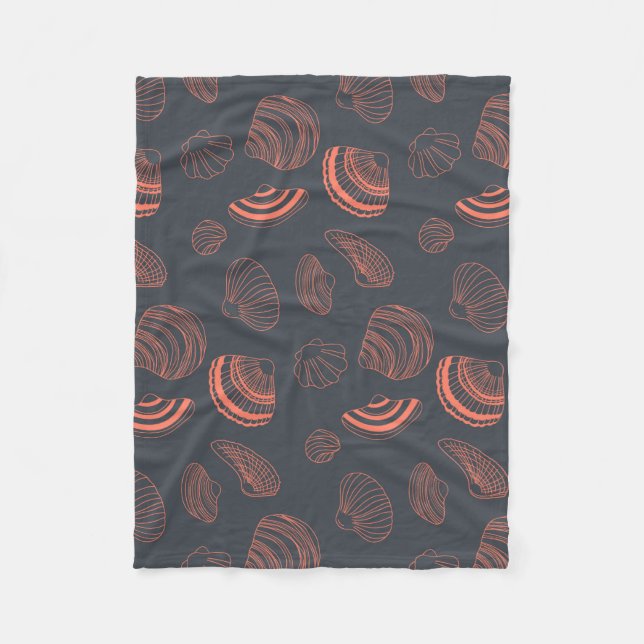 Seamless pattern with sea shells fleece blanket (Front)