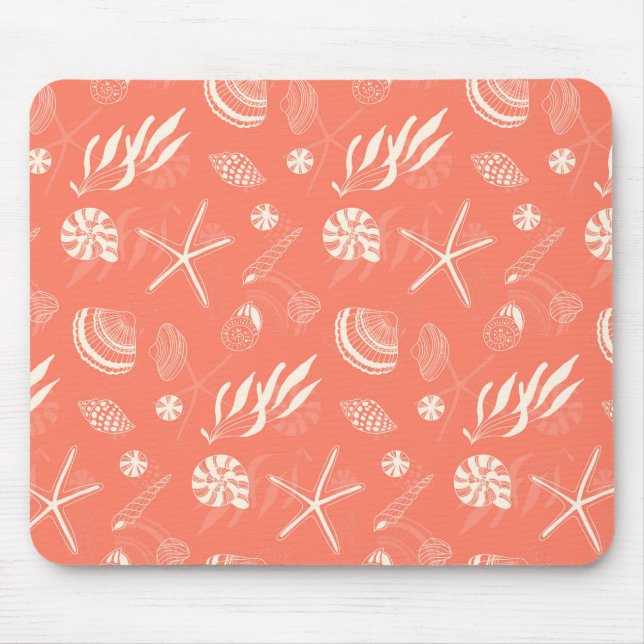 Seamless pattern with sea shells mouse pad (Front)