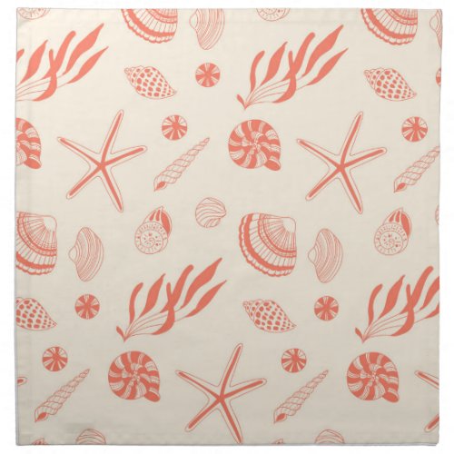Seamless pattern with sea shells napkin