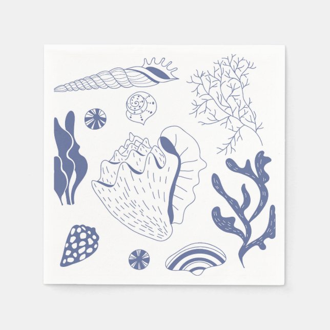 Seamless pattern with sea shells paper napkins (Front)