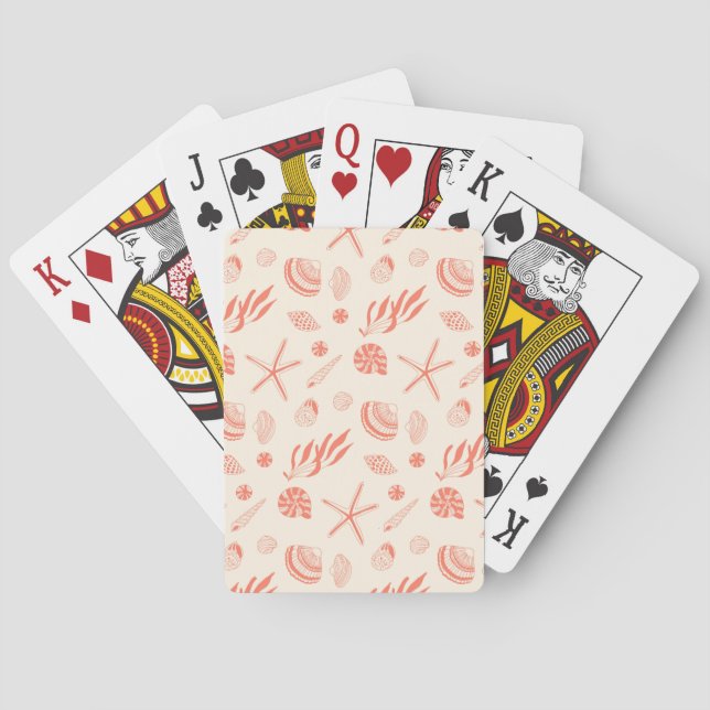 Seamless pattern with sea shells poker cards (Back)
