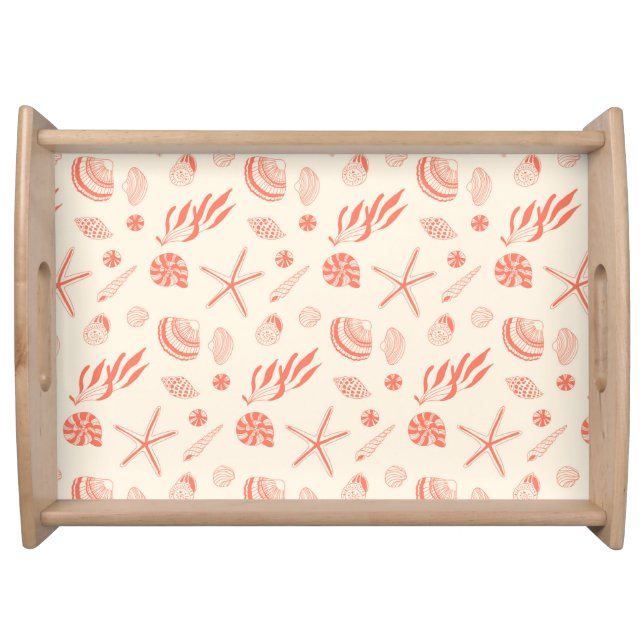 Seamless pattern with sea shells serving tray (Front)