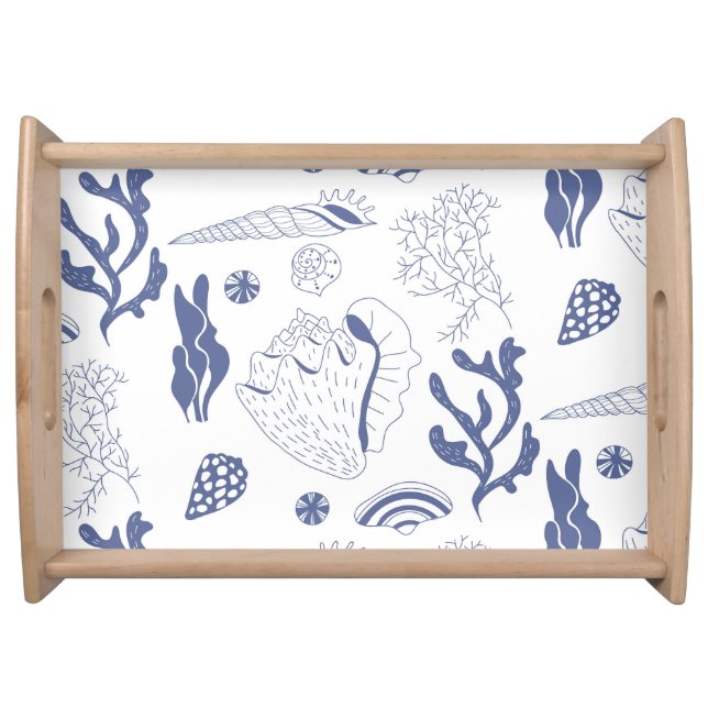 Seamless pattern with sea shells serving tray (Front)