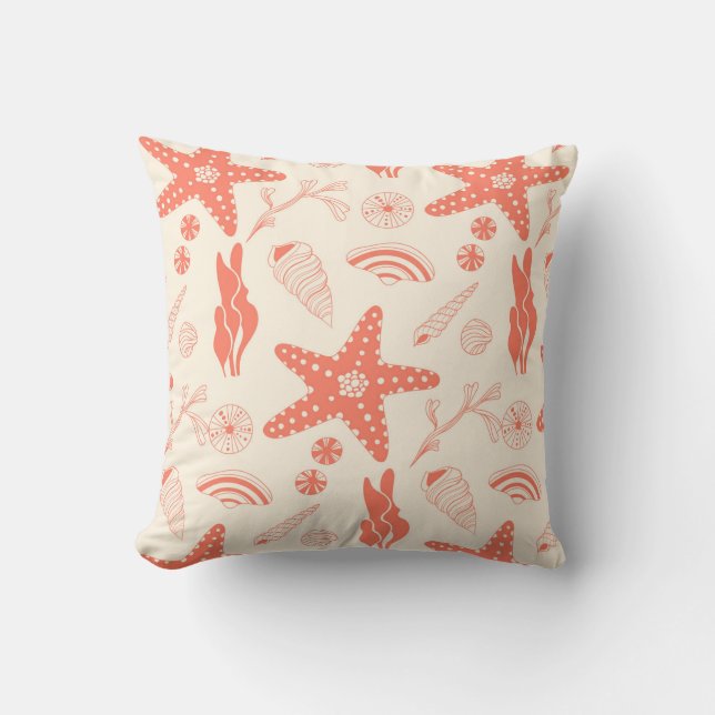 Seamless pattern with sea shells throw pillow (Front)