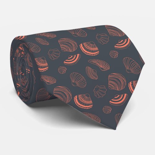 Seamless pattern with sea shells tie