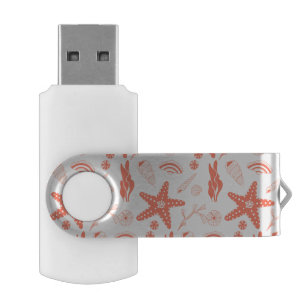 Seamless pattern with sea shells USB flash drive