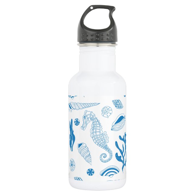 Seamless pattern with sea shells water bottle (Front)