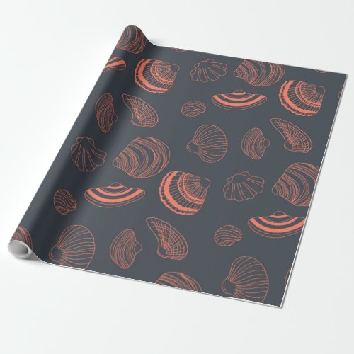 Seamless pattern with sea shells wrapping paper