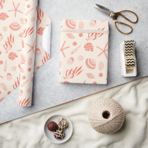Seamless pattern with sea shells wrapping paper
