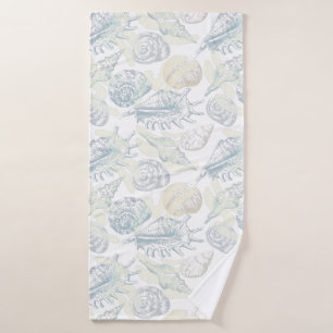 Seamless pattern with seashells bath towel