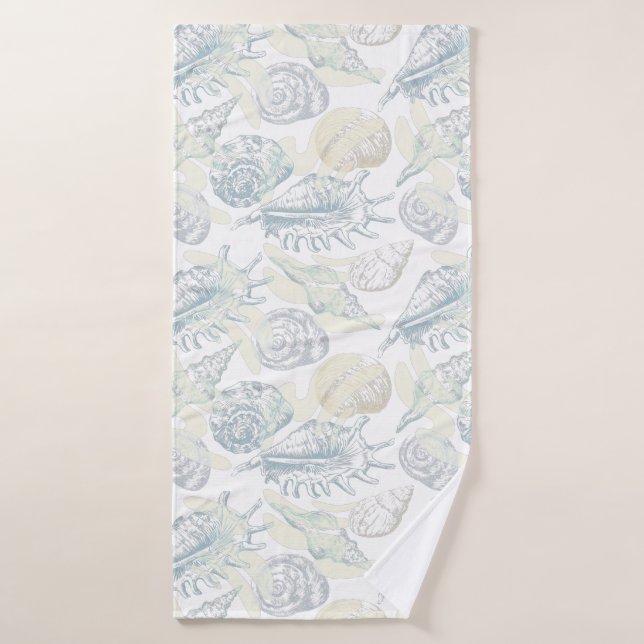 Seamless pattern with seashells bath towel (Bath Towel)