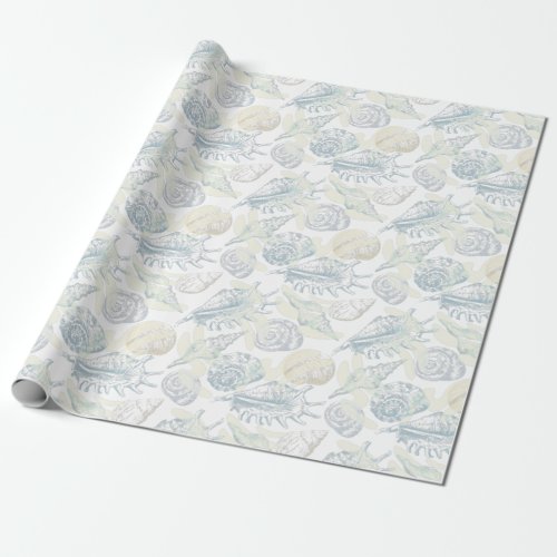 Seamless pattern with seashells wrapping paper