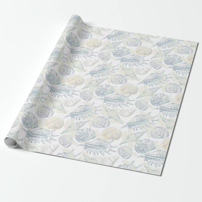 Seamless pattern with seashells wrapping paper (Unrolled)