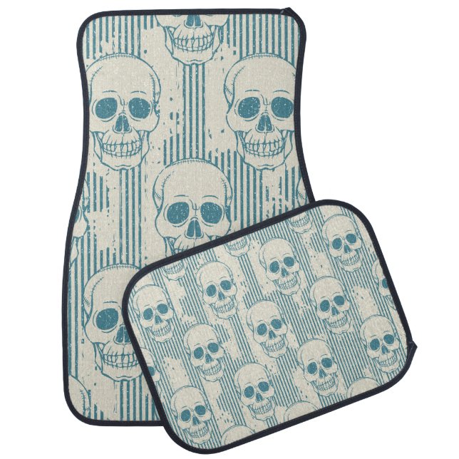 Seamless pattern with skull. Freehand drawing Car Floor Mat (Set)