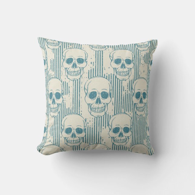 Seamless pattern with skull. Freehand drawing Throw Pillow (Front)