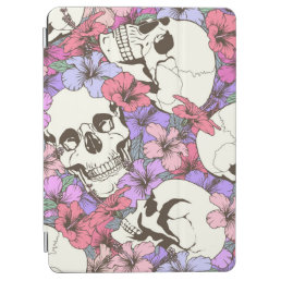 Seamless pattern with skulls fnd flowers iPad air cover