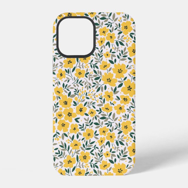 Seamless pattern with small yellow flowers iphone case (Back)