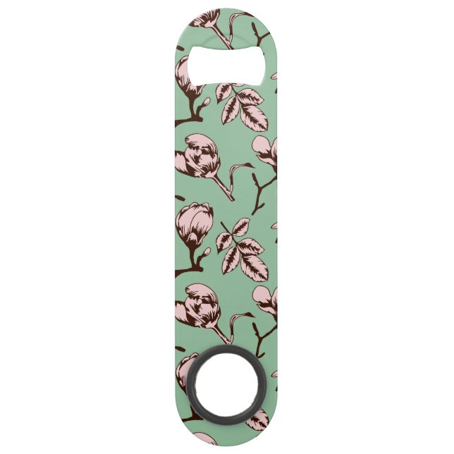 Seamless pattern with spring tree flower buds bar key (Front)