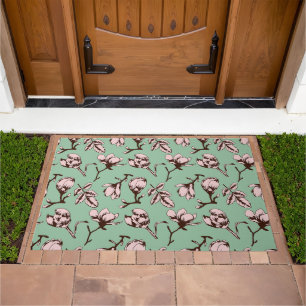 Seamless pattern with spring tree flower buds doormat