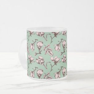Seamless pattern with spring tree flower buds frosted glass coffee mug