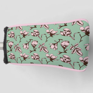 Seamless pattern with spring tree flower buds golf head cover