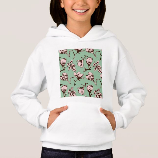 Seamless pattern with spring tree flower buds hoodie (Front)