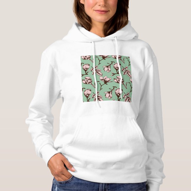 Seamless pattern with spring tree flower buds hoodie (Front)