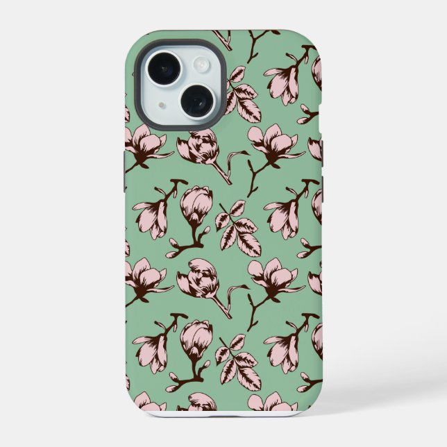 Seamless pattern with spring tree flower buds iphone case (Back)