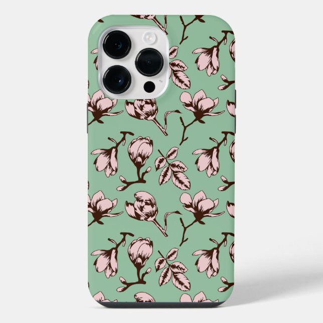 Seamless pattern with spring tree flower buds iphone case (Back)