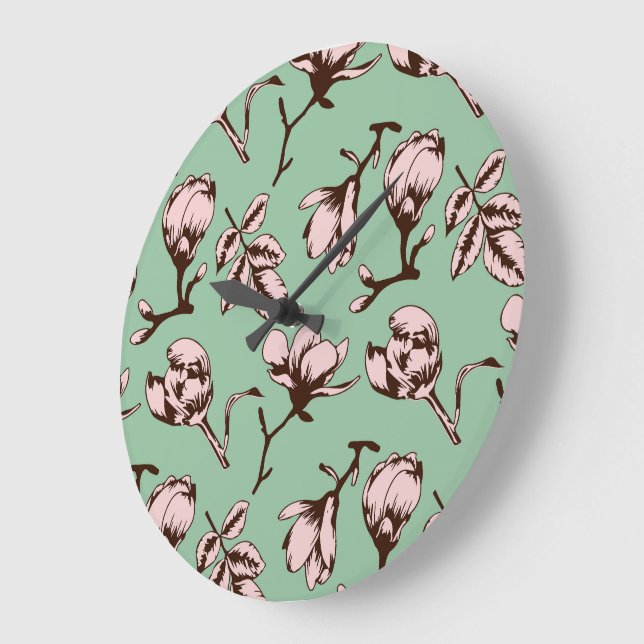 Seamless pattern with spring tree flower buds large clock (Angle)