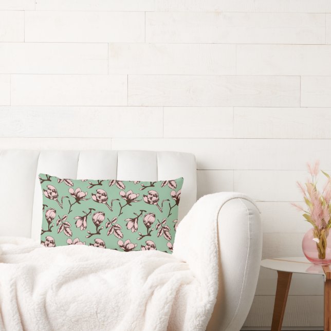 Seamless pattern with spring tree flower buds lumbar pillow (Couch)