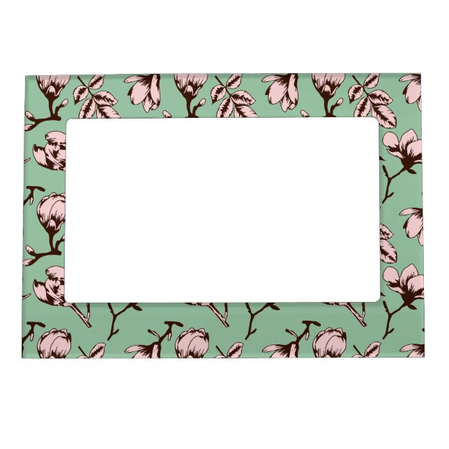 Seamless pattern with spring tree flower buds magnetic frame (Front)