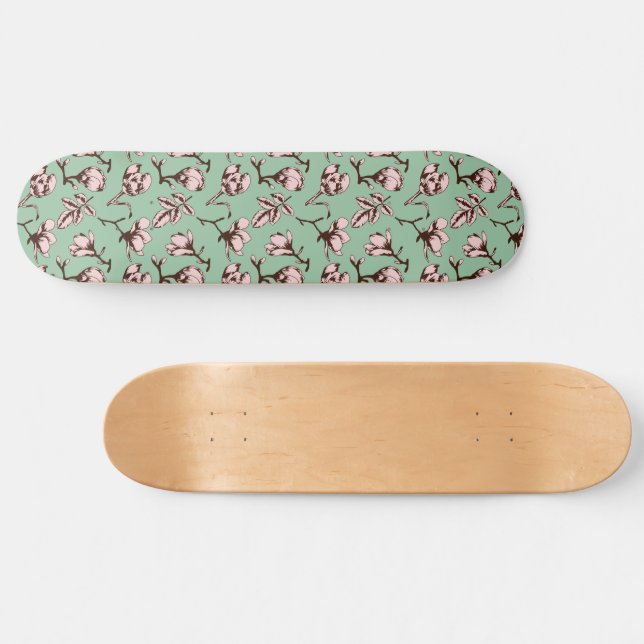 Seamless pattern with spring tree flower buds skateboard (Horz)