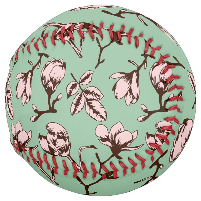 Seamless pattern with spring tree flower buds softball (Front Right)