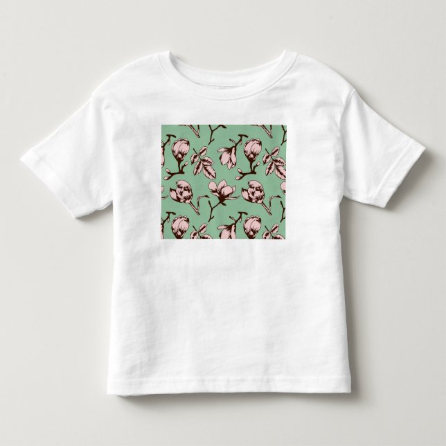 Seamless pattern with spring tree flower buds toddler t-shirt (Front)