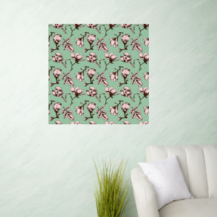 Seamless pattern with spring tree flower buds wall decal 