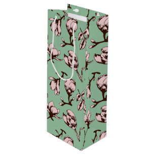 Seamless pattern with spring tree flower buds wine gift bag